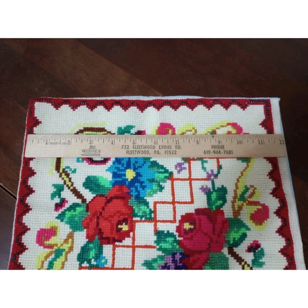 Vintage Handmade Needlepoint Throw Pillow Cover 12